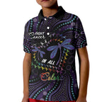 Fight Cancer In All Colors Australia Indigenous Kid Polo Shirt Dragonflies Aboriginal Art