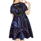Fight Cancer In All Colors Australia Indigenous Kid Short Sleeve Dress Dragonflies Aboriginal Art