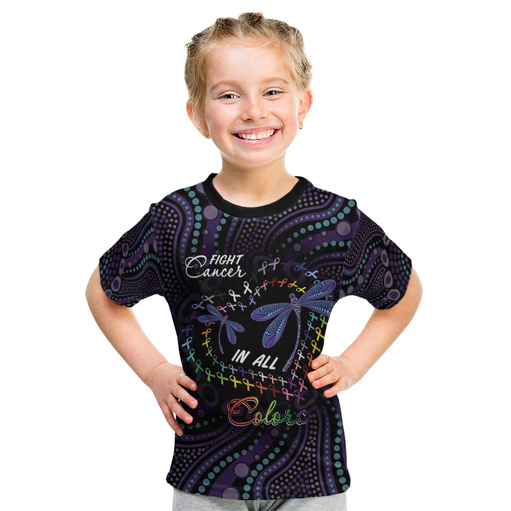 Fight Cancer In All Colors Australia Indigenous Kid T Shirt Dragonflies Aboriginal Art