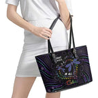 Fight Cancer In All Colors Australia Indigenous Leather Tote Bag Dragonflies Aboriginal Art