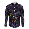 Fight Cancer In All Colors Australia Indigenous Long Sleeve Button Shirt Dragonflies Aboriginal Art