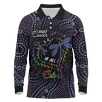 Fight Cancer In All Colors Australia Indigenous Long Sleeve Polo Shirt Dragonflies Aboriginal Art