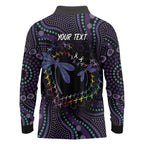 Fight Cancer In All Colors Australia Indigenous Long Sleeve Polo Shirt Dragonflies Aboriginal Art