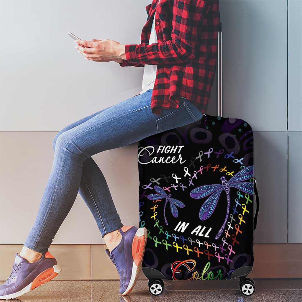 Fight Cancer In All Colors Australia Indigenous Luggage Cover Dragonflies Aboriginal Art
