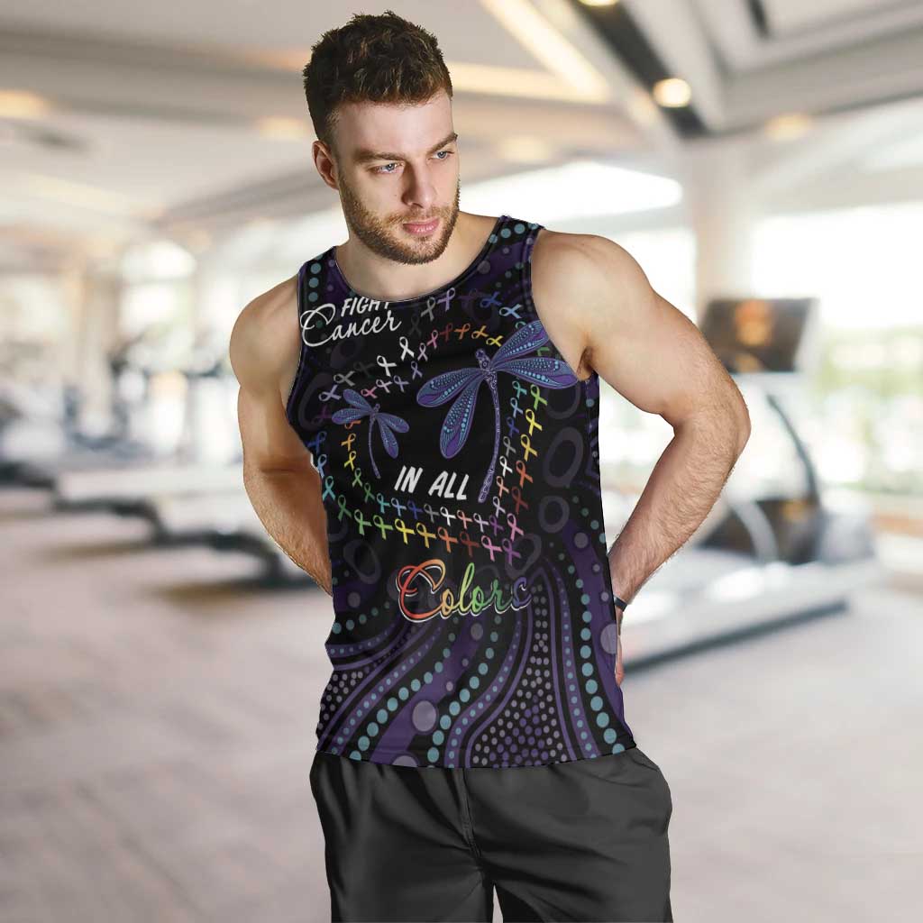 Fight Cancer In All Colors Australia Indigenous Men Tank Top Dragonflies Aboriginal Art