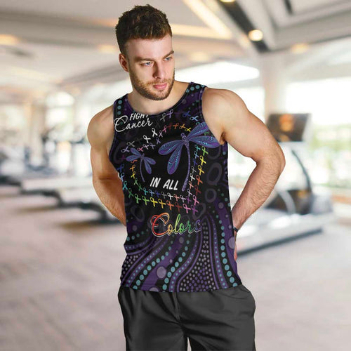 Fight Cancer In All Colors Australia Indigenous Men Tank Top Dragonflies Aboriginal Art