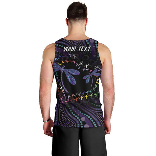 Fight Cancer In All Colors Australia Indigenous Men Tank Top Dragonflies Aboriginal Art