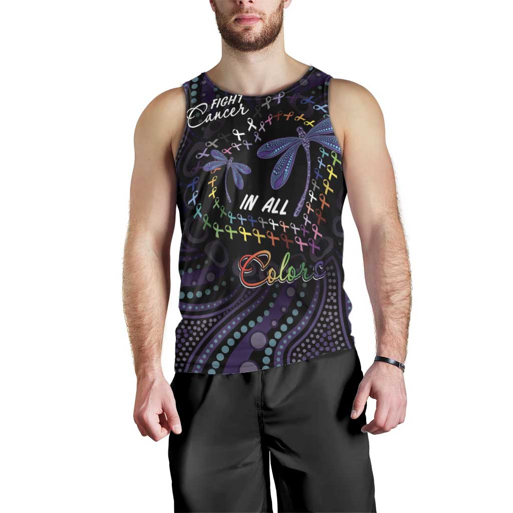 Fight Cancer In All Colors Australia Indigenous Men Tank Top Dragonflies Aboriginal Art