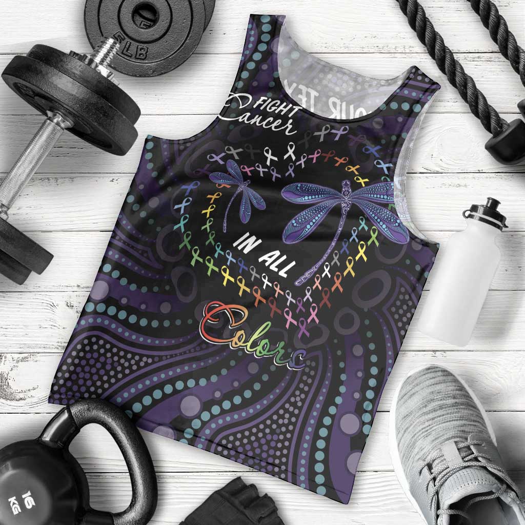 Fight Cancer In All Colors Australia Indigenous Men Tank Top Dragonflies Aboriginal Art