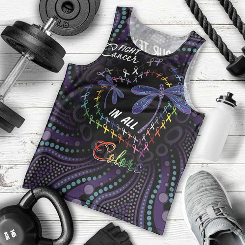 Fight Cancer In All Colors Australia Indigenous Men Tank Top Dragonflies Aboriginal Art