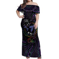 Fight Cancer In All Colors Australia Indigenous Off Shoulder Maxi Dress Dragonflies Aboriginal Art