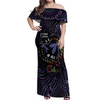 Fight Cancer In All Colors Australia Indigenous Off Shoulder Maxi Dress Dragonflies Aboriginal Art
