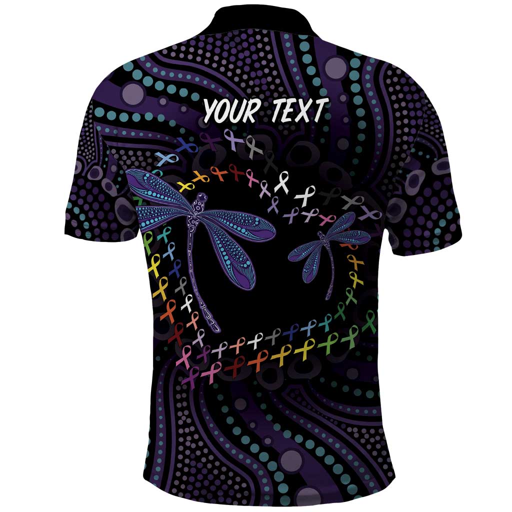 Fight Cancer In All Colors Australia Indigenous Polo Shirt Dragonflies Aboriginal Art