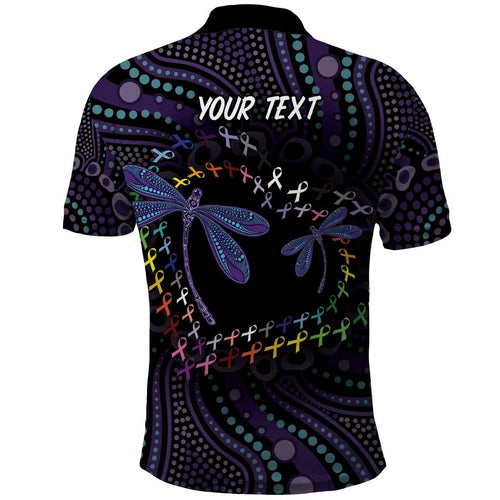 Fight Cancer In All Colors Australia Indigenous Polo Shirt Dragonflies Aboriginal Art