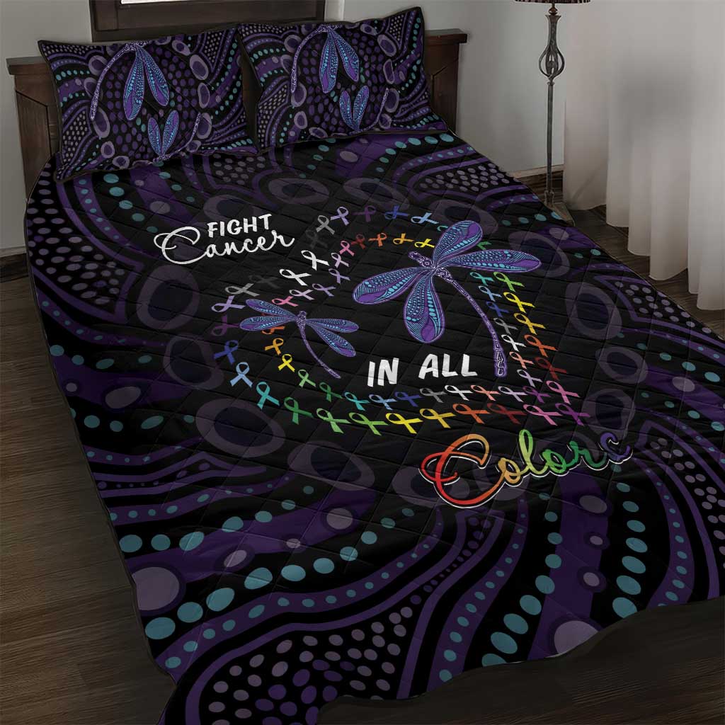 Fight Cancer In All Colors Australia Indigenous Quilt Bed Set Dragonflies Aboriginal Art