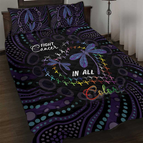 Fight Cancer In All Colors Australia Indigenous Quilt Bed Set Dragonflies Aboriginal Art