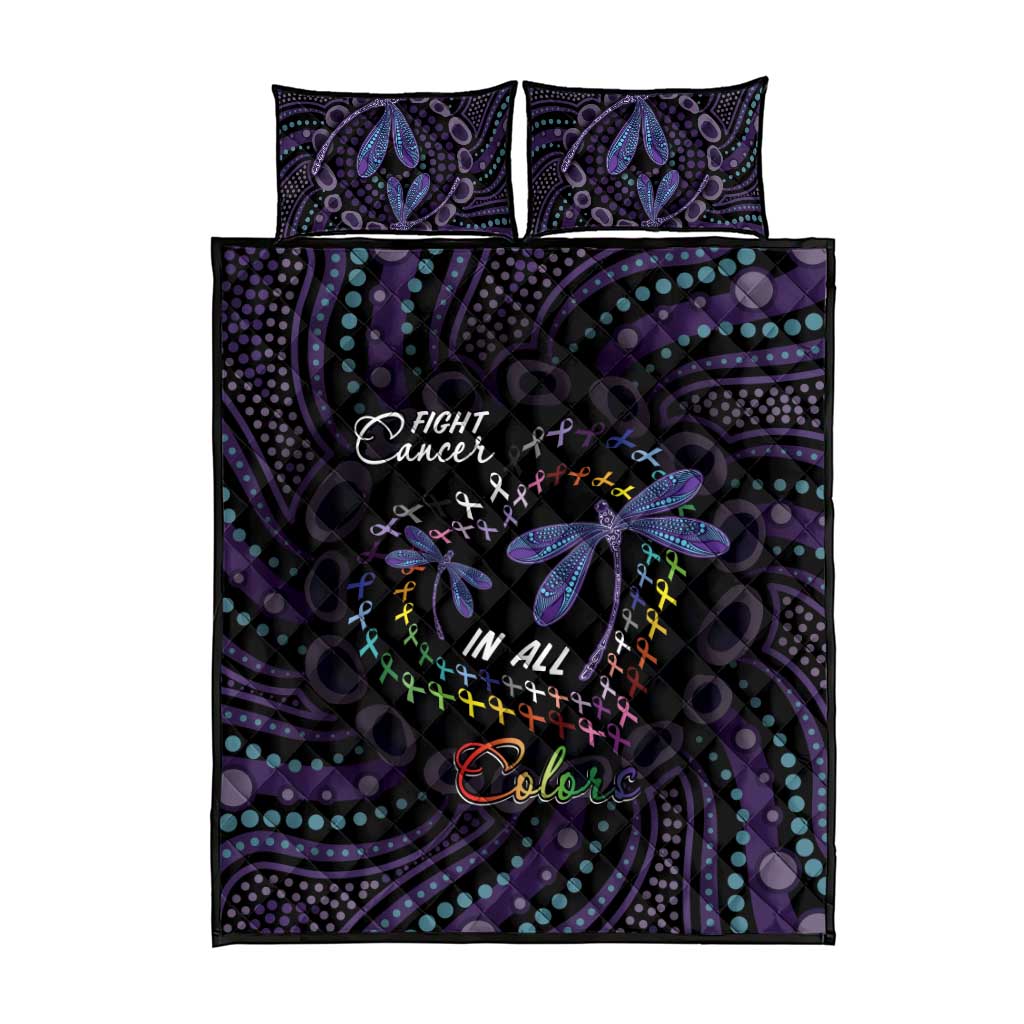 Fight Cancer In All Colors Australia Indigenous Quilt Bed Set Dragonflies Aboriginal Art
