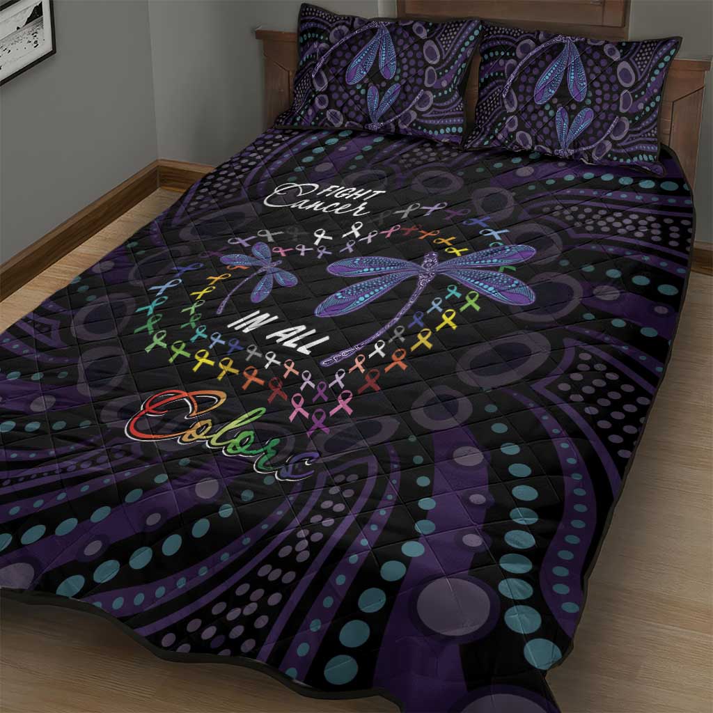 Fight Cancer In All Colors Australia Indigenous Quilt Bed Set Dragonflies Aboriginal Art