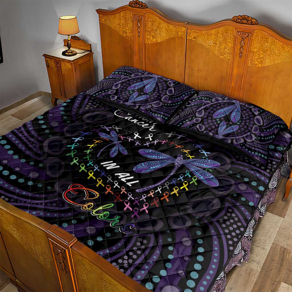Fight Cancer In All Colors Australia Indigenous Quilt Bed Set Dragonflies Aboriginal Art