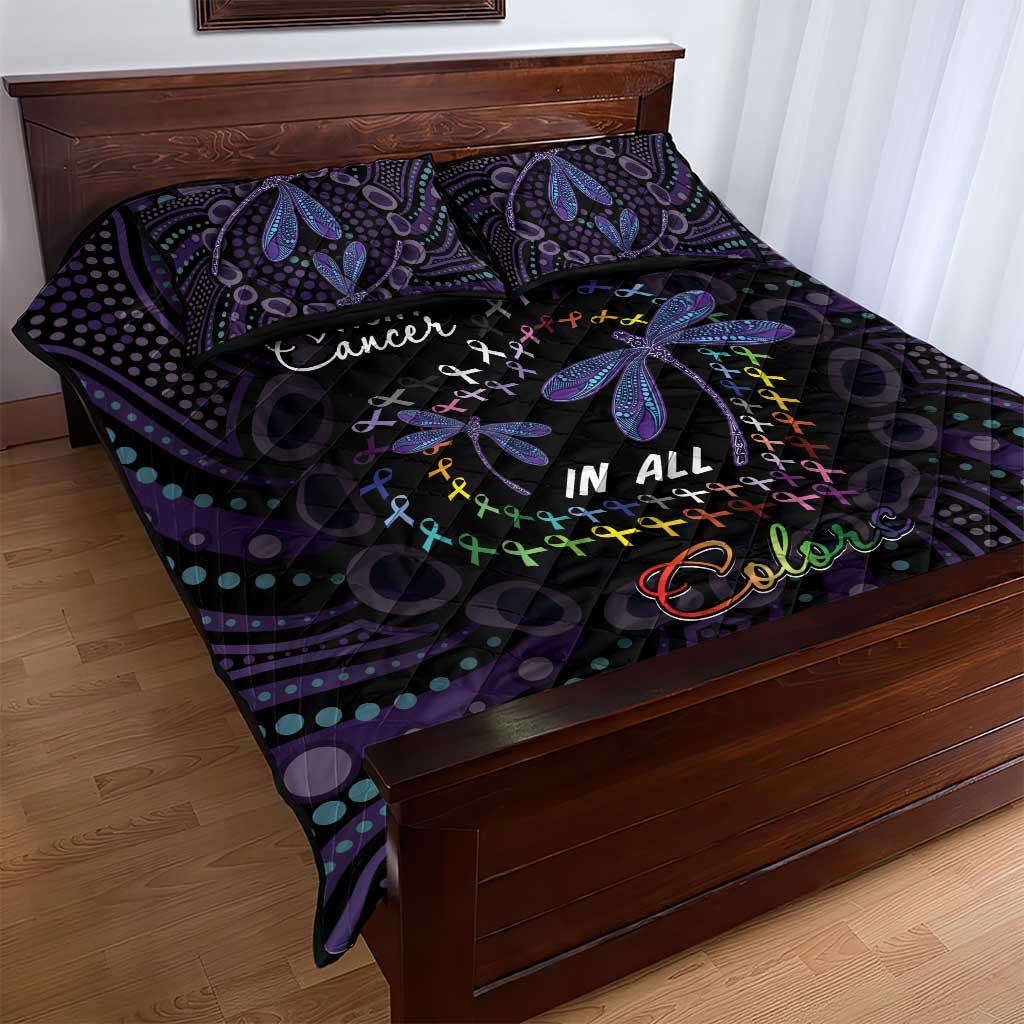 Fight Cancer In All Colors Australia Indigenous Quilt Bed Set Dragonflies Aboriginal Art