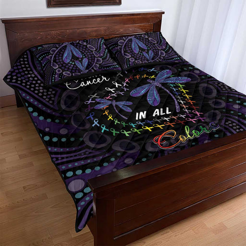 Fight Cancer In All Colors Australia Indigenous Quilt Bed Set Dragonflies Aboriginal Art