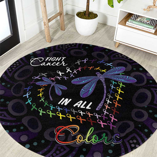 Fight Cancer In All Colors Australia Indigenous Round Carpet Dragonflies Aboriginal Art