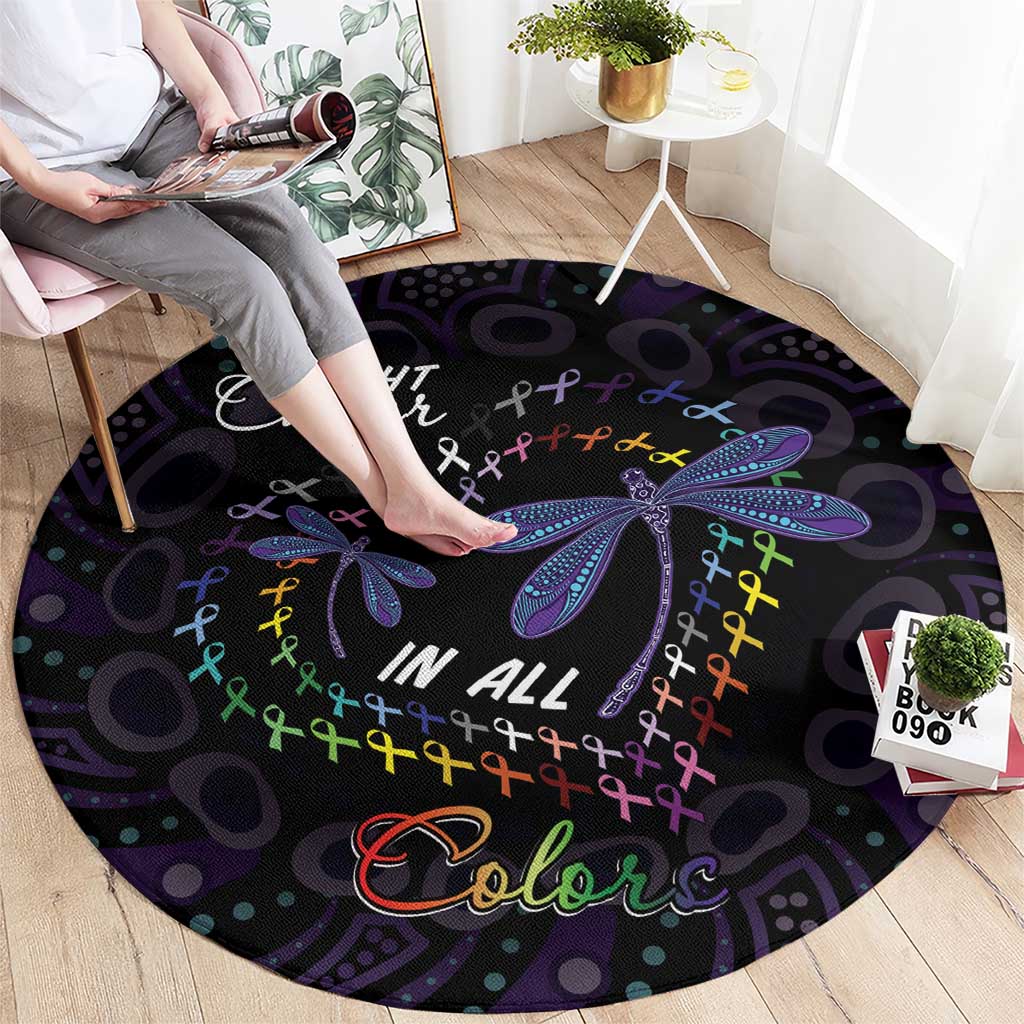 Fight Cancer In All Colors Australia Indigenous Round Carpet Dragonflies Aboriginal Art