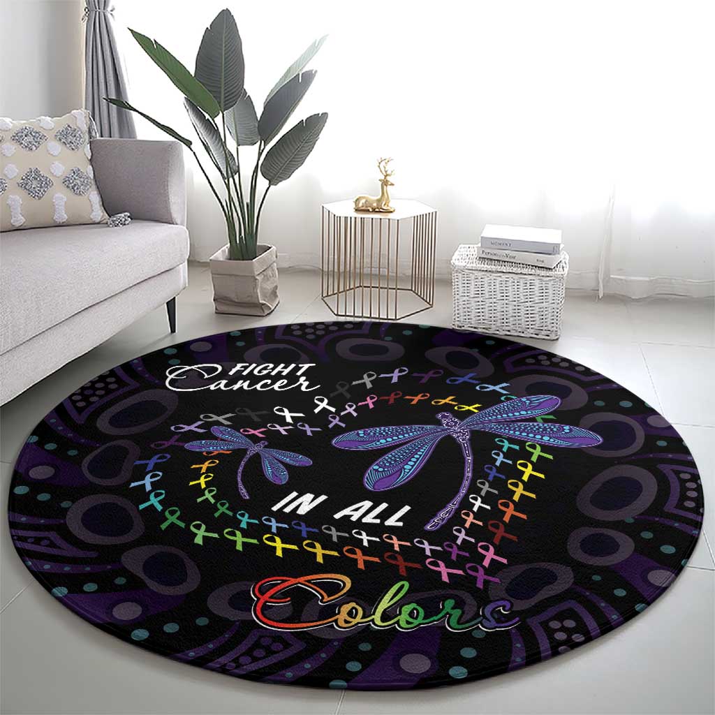 Fight Cancer In All Colors Australia Indigenous Round Carpet Dragonflies Aboriginal Art