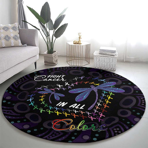 Fight Cancer In All Colors Australia Indigenous Round Carpet Dragonflies Aboriginal Art