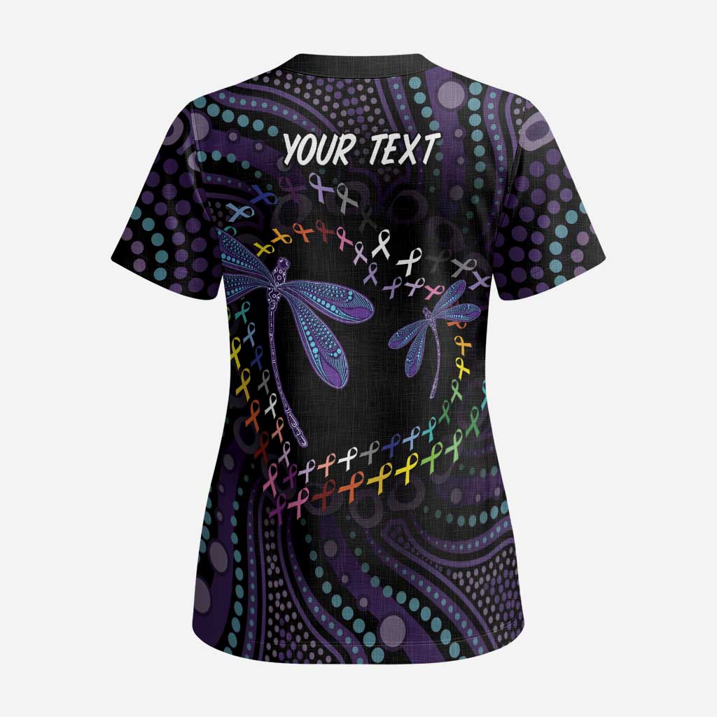 Fight Cancer In All Colors Australia Indigenous Scrub Top Dragonflies Aboriginal Art - Aussie Hoodie