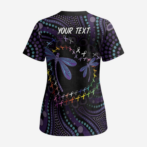 Fight Cancer In All Colors Australia Indigenous Scrub Top Dragonflies Aboriginal Art - Aussie Hoodie