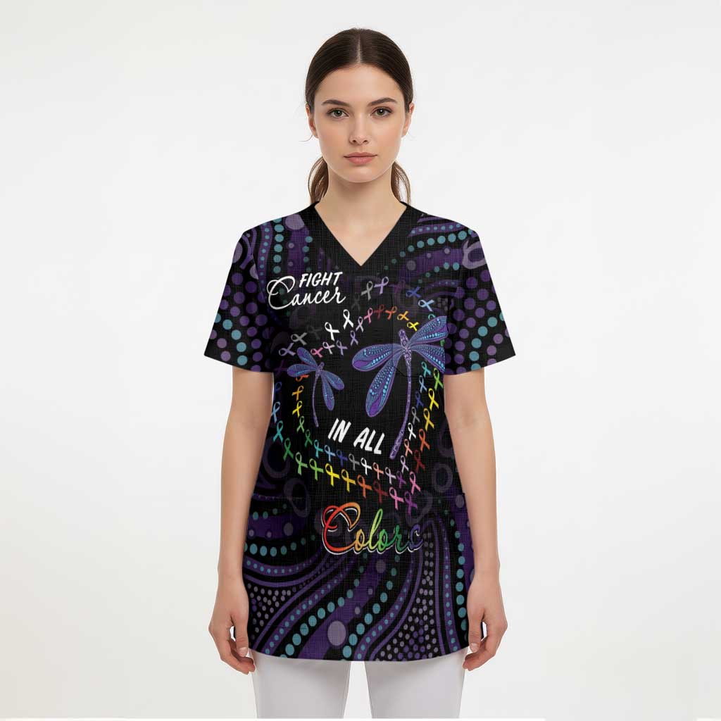 Fight Cancer In All Colors Australia Indigenous Scrub Top Dragonflies Aboriginal Art - Aussie Hoodie