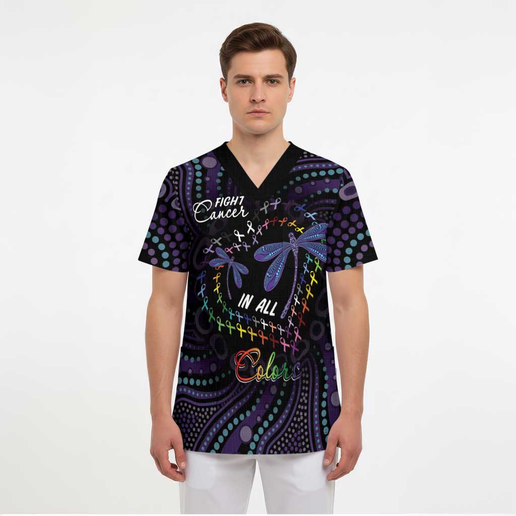 Fight Cancer In All Colors Australia Indigenous Scrub Top Dragonflies Aboriginal Art - Aussie Hoodie
