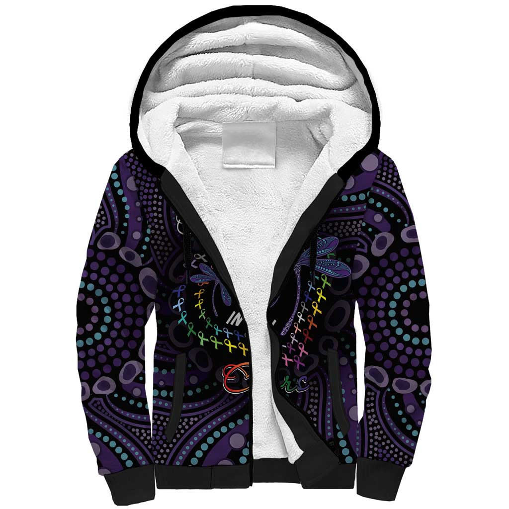 Fight Cancer In All Colors Australia Indigenous Sherpa Hoodie Dragonflies Aboriginal Art