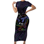 Fight Cancer In All Colors Australia Indigenous Short Sleeve Bodycon Dress Dragonflies Aboriginal Art