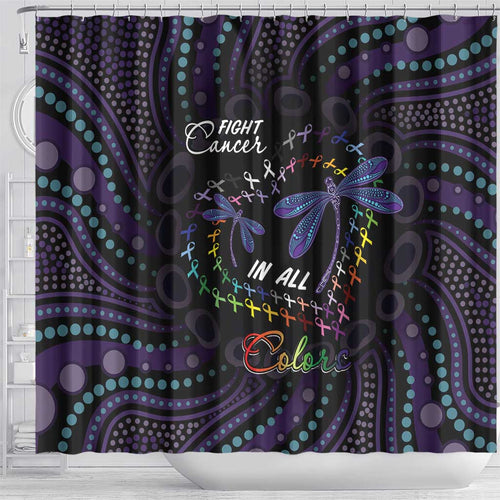 Fight Cancer In All Colors Australia Indigenous Shower Curtain Dragonflies Aboriginal Art