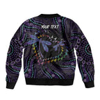 Fight Cancer In All Colors Australia Indigenous Sleeve Zip Bomber Jacket Dragonflies Aboriginal Art