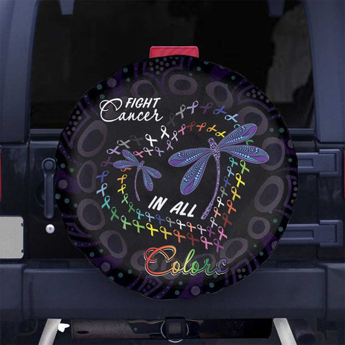 Fight Cancer In All Colors Australia Indigenous Spare Tire Cover Dragonflies Aboriginal Art