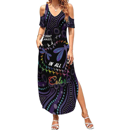 Fight Cancer In All Colors Australia Indigenous Summer Maxi Dress Dragonflies Aboriginal Art