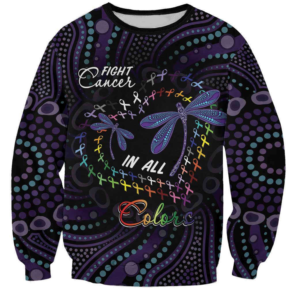Fight Cancer In All Colors Australia Indigenous Sweatshirt Dragonflies Aboriginal Art