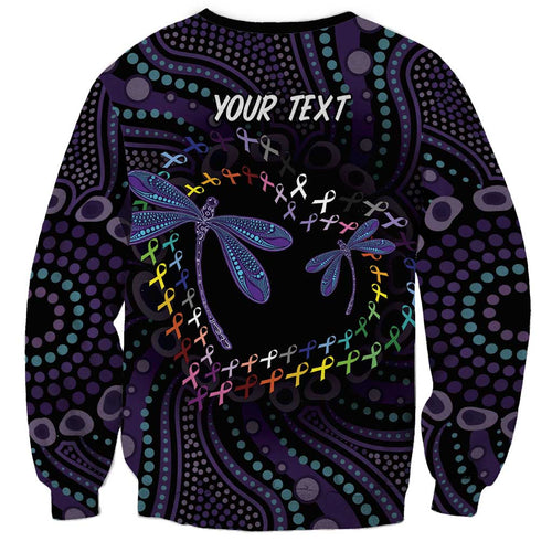 Fight Cancer In All Colors Australia Indigenous Sweatshirt Dragonflies Aboriginal Art