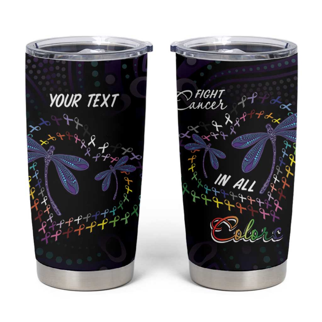 Fight Cancer In All Colors Australia Indigenous Tumbler Cup Dragonflies Aboriginal Art