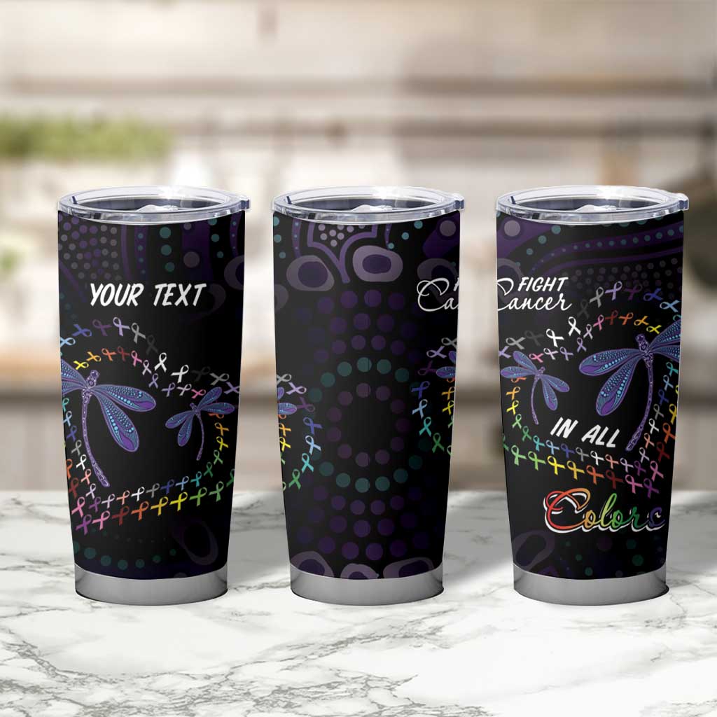 Fight Cancer In All Colors Australia Indigenous Tumbler Cup Dragonflies Aboriginal Art