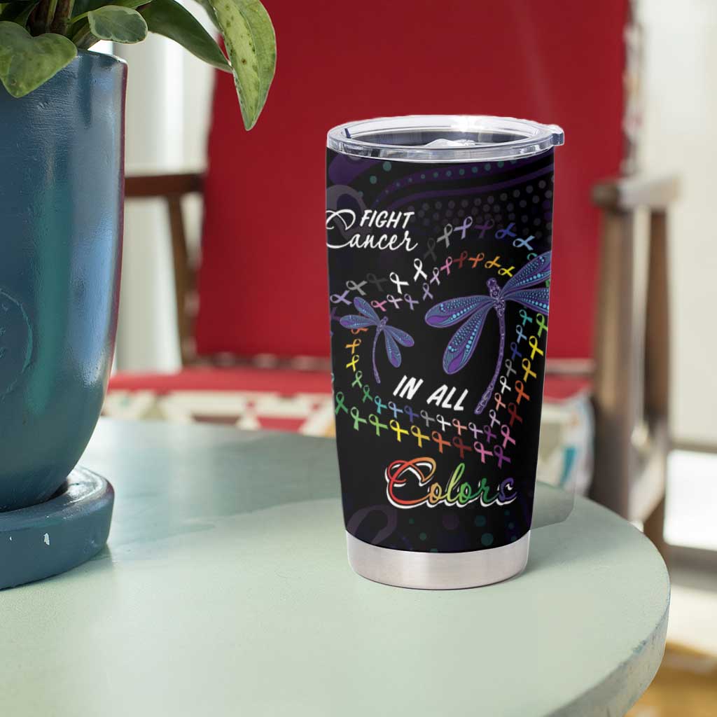 Fight Cancer In All Colors Australia Indigenous Tumbler Cup Dragonflies Aboriginal Art