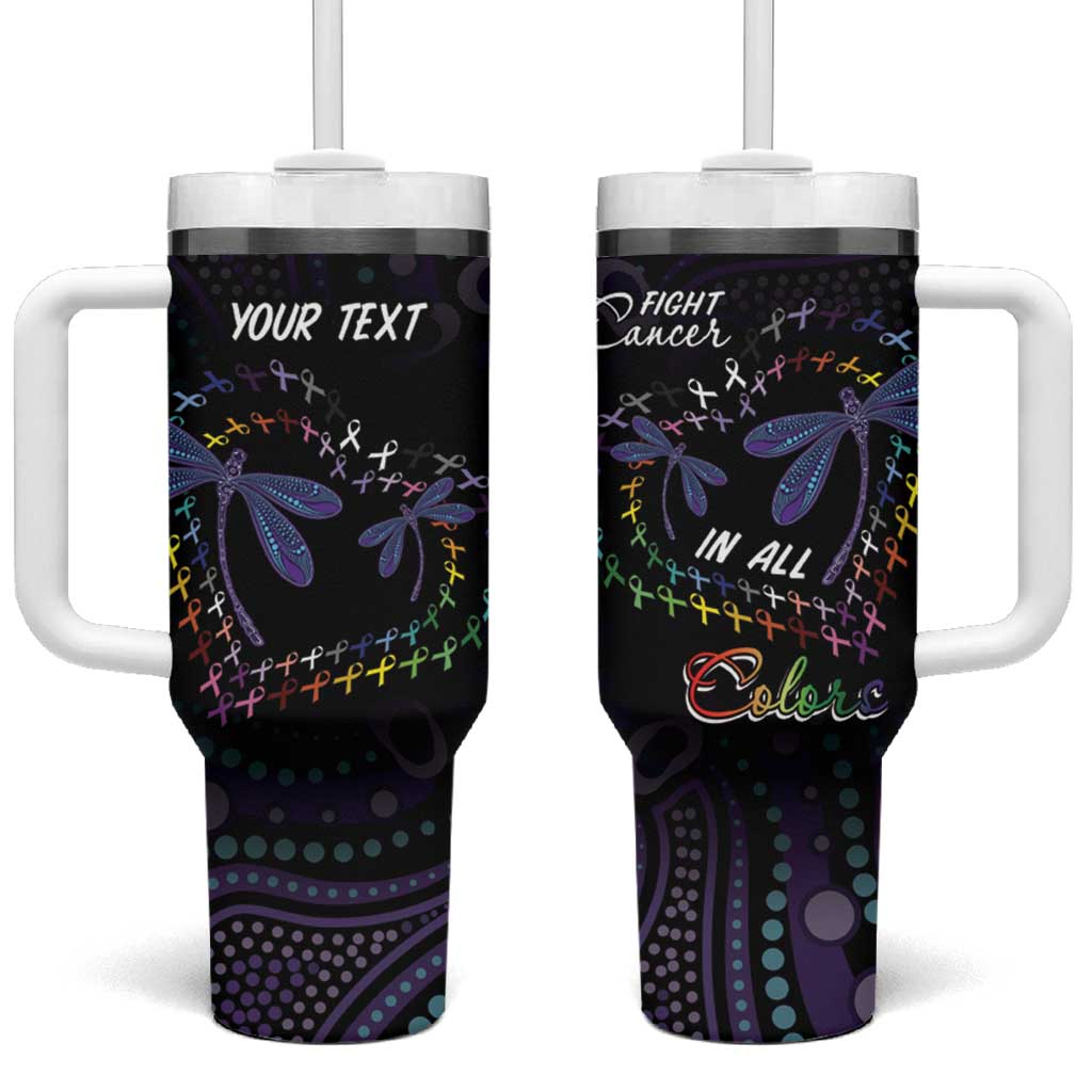 Fight Cancer In All Colors Australia Indigenous Tumbler With Handle Dragonflies Aboriginal Art
