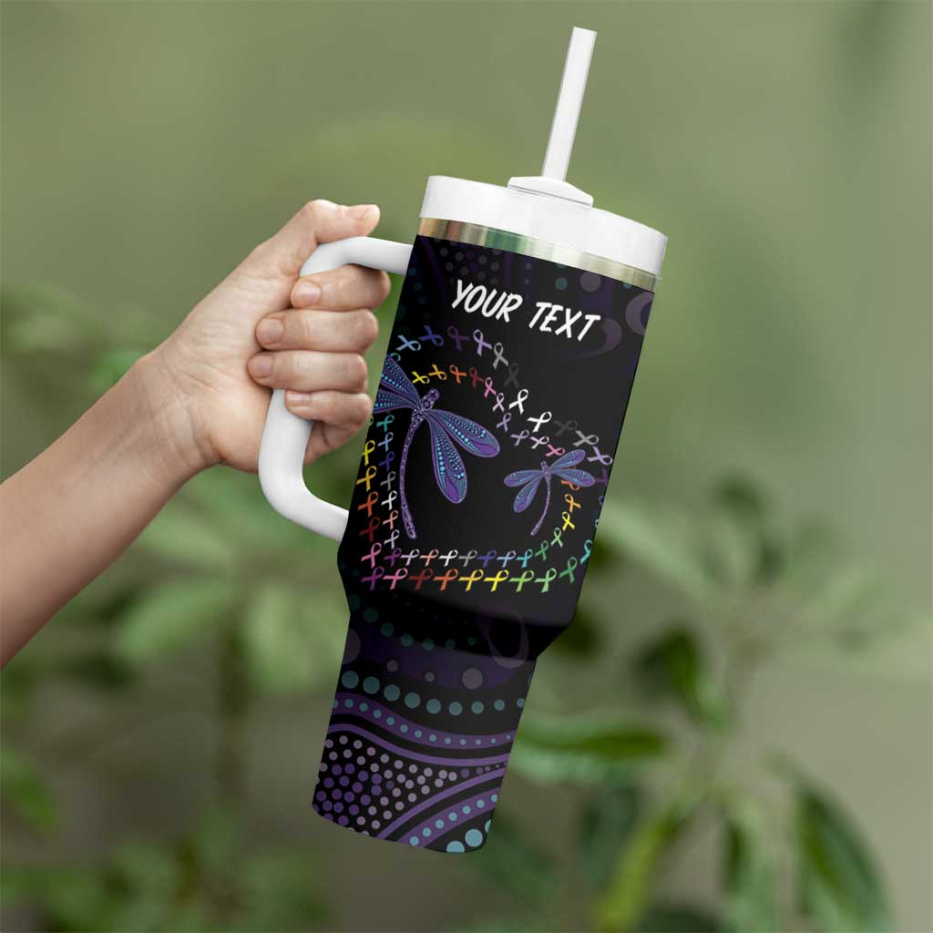 Fight Cancer In All Colors Australia Indigenous Tumbler With Handle Dragonflies Aboriginal Art