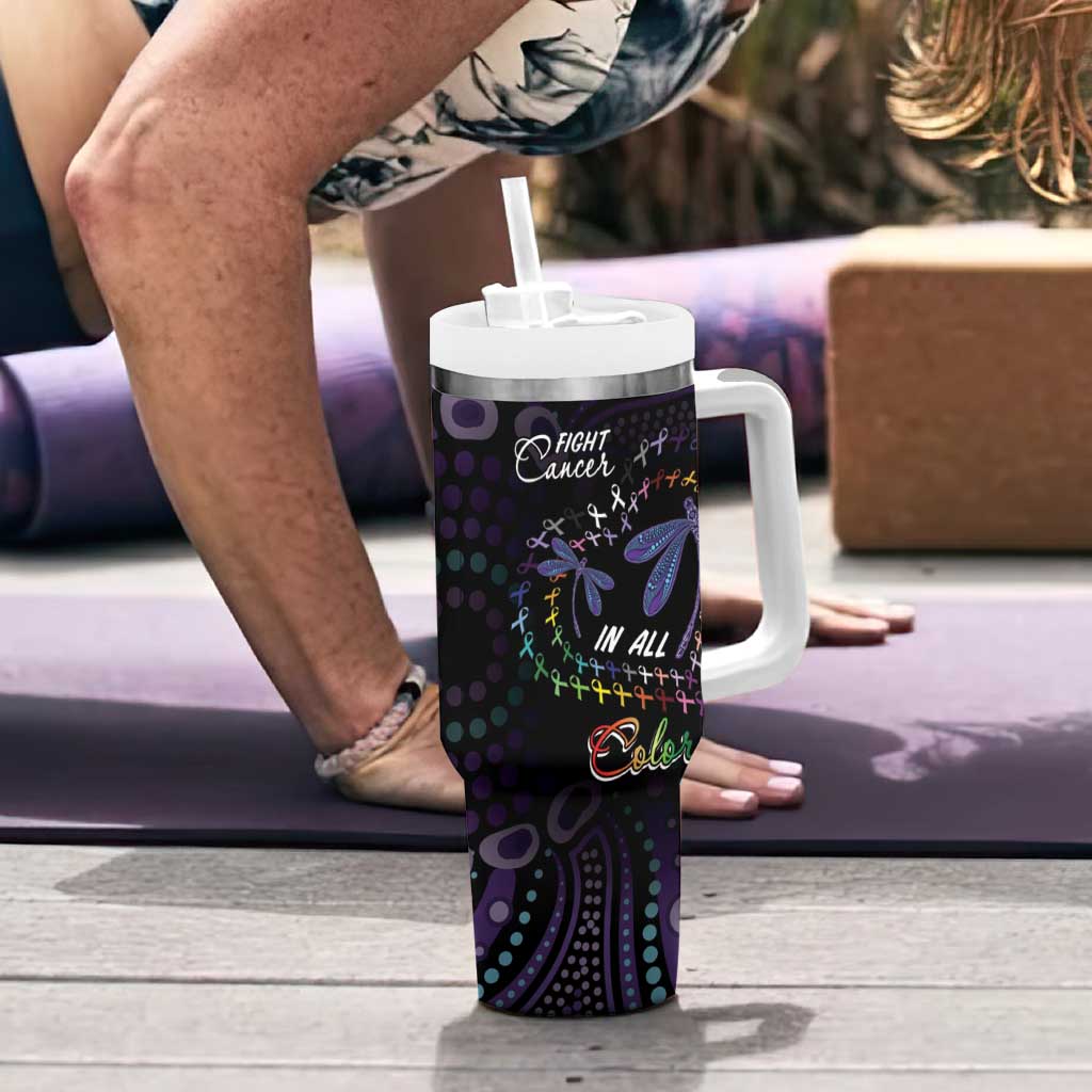 Fight Cancer In All Colors Australia Indigenous Tumbler With Handle Dragonflies Aboriginal Art