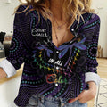 Fight Cancer In All Colors Australia Indigenous Women Casual Shirt Dragonflies Aboriginal Art