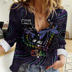 Fight Cancer In All Colors Australia Indigenous Women Casual Shirt Dragonflies Aboriginal Art