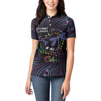 Fight Cancer In All Colors Australia Indigenous Women Polo Shirt Dragonflies Aboriginal Art
